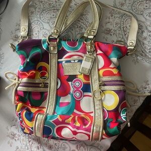 Coach Poppy Signature C Spotlight Glam Multi-Color Shoulder Bag